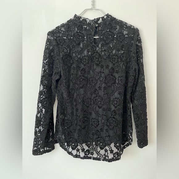 BNWT Black Lace Longsleeve Mockneck Top with Tank Top 👚 - Picture 2 of 6